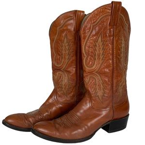 Larry Mahan Vintage 100% Leather Light Brown Authentic Cowboy Boot Men's 10.5 B